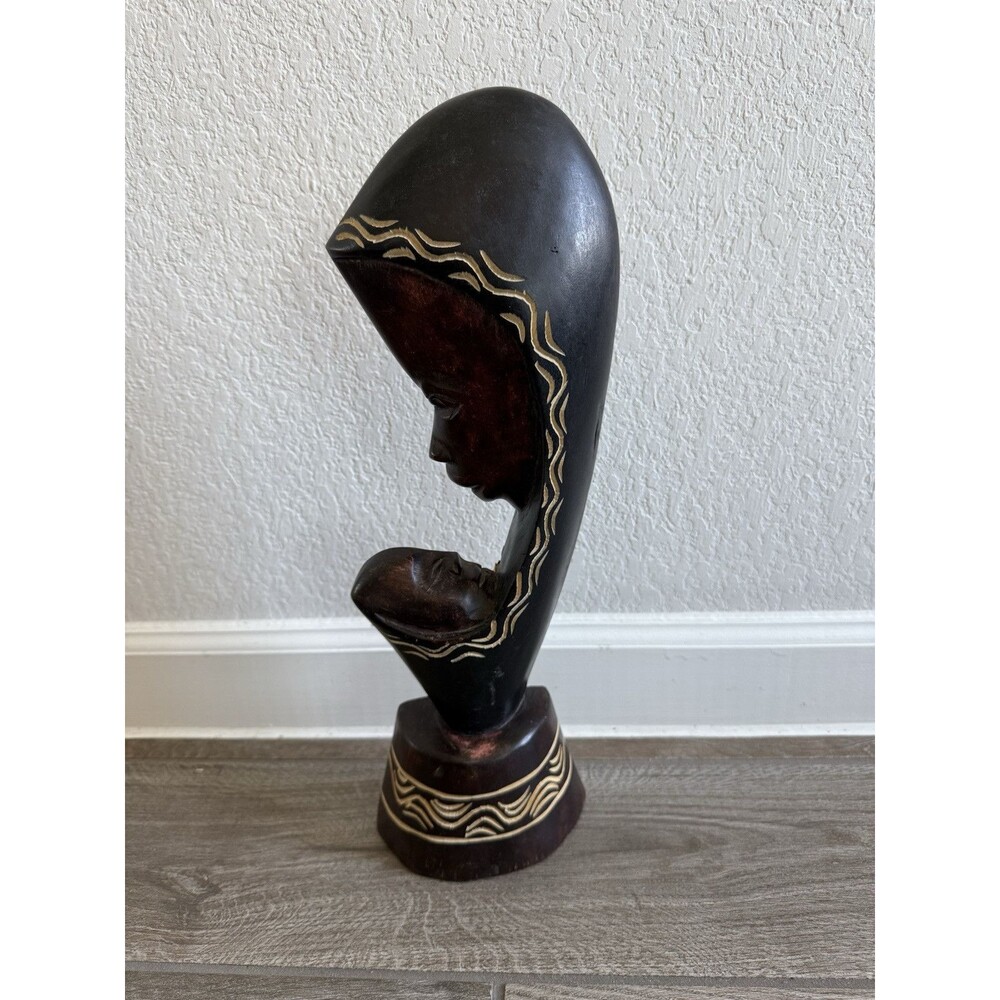 Hand carved Wood Mother & Baby Wall Sculpture Ghana Africa Art All About LOVE